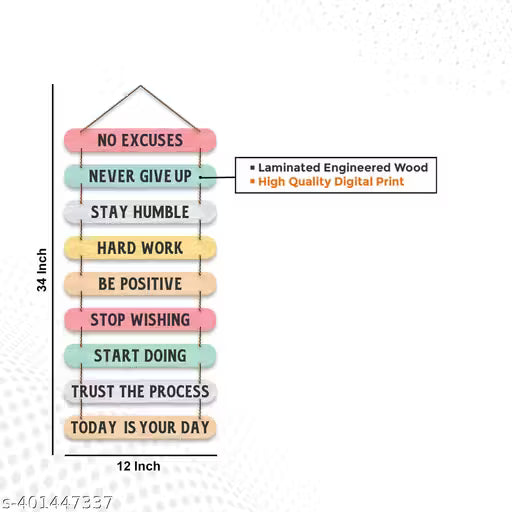 Decorative Motivational Quotes Printed Mdf Wooden Wall Hanging